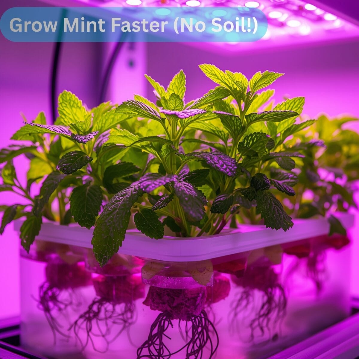 NFT hydroponic channel setup demonstrating rapid root growth and leafy mint plant development